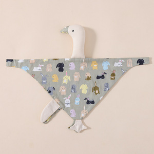 Mantas de seguridad suaves 100% algodón con forma de animales de dibujos animados (pato, ganso, cisne), cálidas y divertidas para el sueño del bebé, muñeco de mano y toalla de bebé - Product Image 2