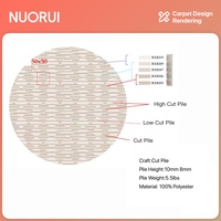Tapis rond sur mesure sculpté en 3D, antidérapant, avec envers en coton, pour décoration intérieure moderne ivoire et revêtement de sol de salon de boutique