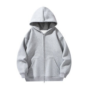 Sudadera con capucha y cremallera para hombre, negra, holgada, con bolsillo frontal, 100% algodón, informal, para invierno - Product Image 3