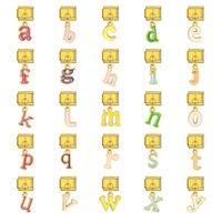 Pendentif lettre anglaise A-Z coloré en émail argenté, breloque italienne pour bracelet en acier inoxydable de 9 mm, perles pour fabrication DIY