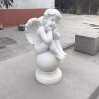 Sculpture sur pierre Grandes statues Sculptures d'ange en marbre blanc naturel