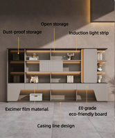 Armoire de rangement de bureau de direction en noyer avec éclairage LED, grande capacité, bibliothèque pour bureau de PDG moderne