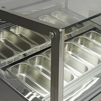 Vitrine Réfrigérée Commerciale Grande Capacité pour Crèmes Glacées et Gelatos, Refroidissement par Ventilation, 2 Portes Coulissantes en Verre Trempé, Équipement de Réfrigération