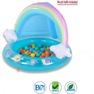 PVC <b>Inflatable</b> Rainbow Spray <b>Pool</b> Float with Canopy 40*30 Inch <b>for</b> Kids Summer Playing with Friends Outdoor Backyard Lawn - Product Image 4