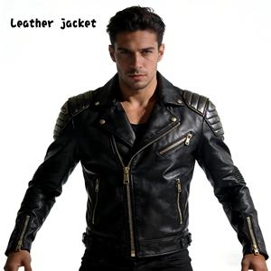 جاكيت رجالي فاخر مخصص من الجلد الصناعي بتصميم عتيق، فضفاض من القماش المغسول، مقاوم للماء وقابل للتنفس، مناسب للشتاء - Product Image 1