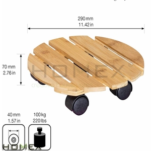 Chariot à plantes en bois robuste Support de <span class=keywords><strong>pot</strong></span> de plante de jardin en bambou massif roulant <span class=keywords><strong>sur</strong></span> roues - Product Image 6