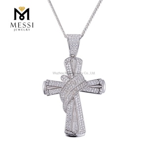 Collar de Plata de Ley 925 con Cruz de Circonita Micro Pavé de Messi Jewelry para Hombre - Product Image 1