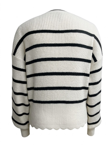 Pull décontracté à col rond et manches longues en tricot côtelé à motif gaufré pour femmes, hiver - Product Image 3