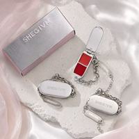 Nouveau bracelet à lèvres bicolore, mini rouge à lèvres portable, chaîne argentée, maquillage portable créatif