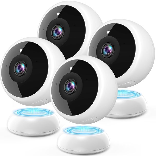 4-Pack Wireless Magnetic Security Cameras 2K HD, AI Motion Detection, 2-Way Audio, IR Color Night Vision, Waterproof