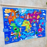 Tableau mural éducatif en feutre pour enfants, design moderne, carte du monde et sites célèbres, tapis de jeu éducatif en flanelle pour la rentrée scolaire