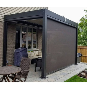 Systèmes de toiture de pergola à lames orientables en aluminium pour jardin coulissant avec rideaux latéraux - Product Image 6