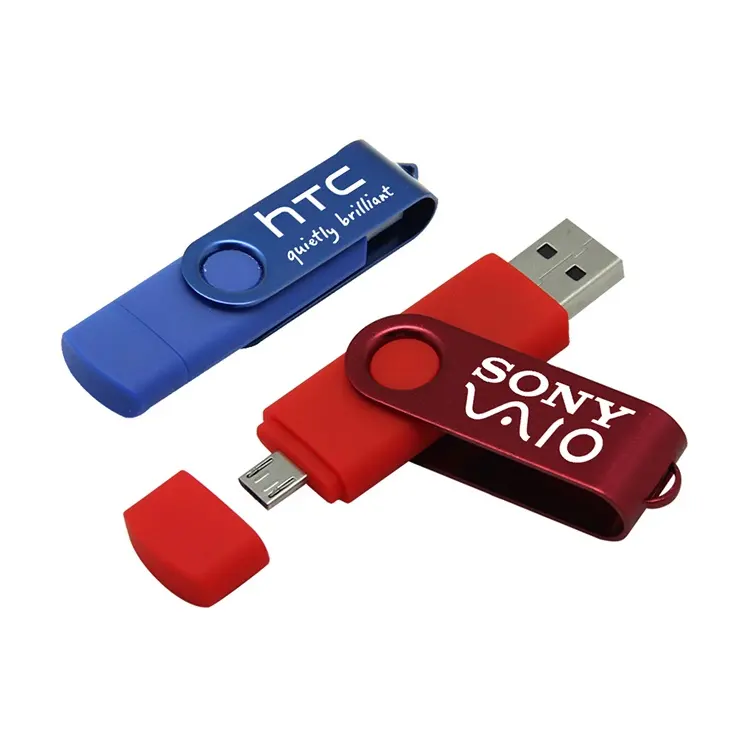 High Quality 2 In 1 Swivel USB-C OTG 128gb 64 gb Pendrive 2GB 32GB 16GB 8GB Metal Memory Stick Disk OTG Usb Flash Drive