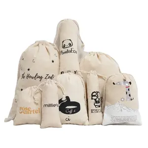 环保帆布拉绳袋印花棉麻定制拉绳袋包装定制标志拉绳袋