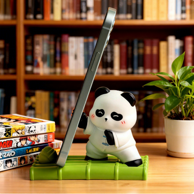 Resin Kung Fu Panda Eco-Friendly Creative Mobile Phone Stand & Desktop Decoration Holder