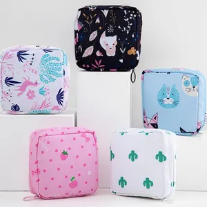 2024 Wholesale Cute Girl Sanitary Napkin Storage Bag Tampons Organization Lipstick Waterproof Cosmetic Bag