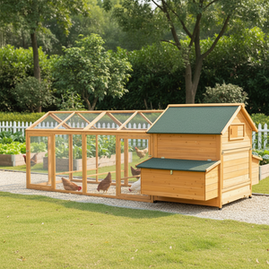 לול תרנגולות מלבני מעץ מלא, עמיד בפני גשם ושמש, לבית חיות חיצוני לחצרות, מרפסות וחוות - Product Image 1