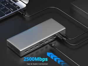 Station d'accueil <span class=keywords><strong>USB</strong></span> <span class=keywords><strong>C</strong></span> <span class=keywords><strong>DisplayLink</strong></span> Multiport Hub Quad Monitor Dock avec alimentation 100W pour ordinateur portable Macbook - Product Image 3