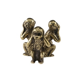 Pirinç heykeli üç maymun ev dekorasyonu zodyak maymun el sanatları süsler - Product Image 6