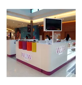 Wood material Customized manicure nail bar kiosk design for shopping mall