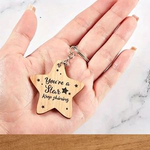 Llavero de Madera con Forma de Estrella y Bolsa, Regalo Motivacional para Amigos, Recuerdos de Graduación - Product Image 2