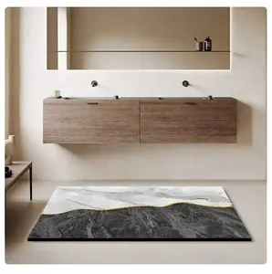 Modern Style Stone Bath Mat Marble Print Bath Mat Modern Washing Machines Suitable Water Absorb
