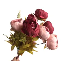 QSLHFH-1317 סיטונאי 13 ראשי משי אדמונית פרחים מלאכותיים זר לחתונה קישוט