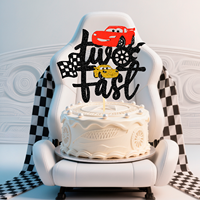 Décoration de gâteau à thème de course automobile avec drapeau à damiers pour enfants, joyeux anniversaire, fournitures de décoration de fête