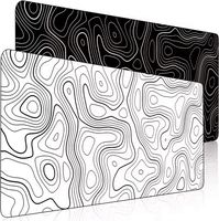 Tapis de souris rectangulaire en tissu SANXING 700x300mm, style artistique, tapis de bureau, motif topographique noir et blanc