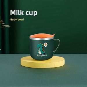 Tasse à lait pour enfants en acier inoxydable 316, motif dessin animé, avec échelle graduée, double paroi, paille intégrée, pour l'apprentissage de la boisson du bébé, pour lait et eau, utilisation directe - Product Image 6