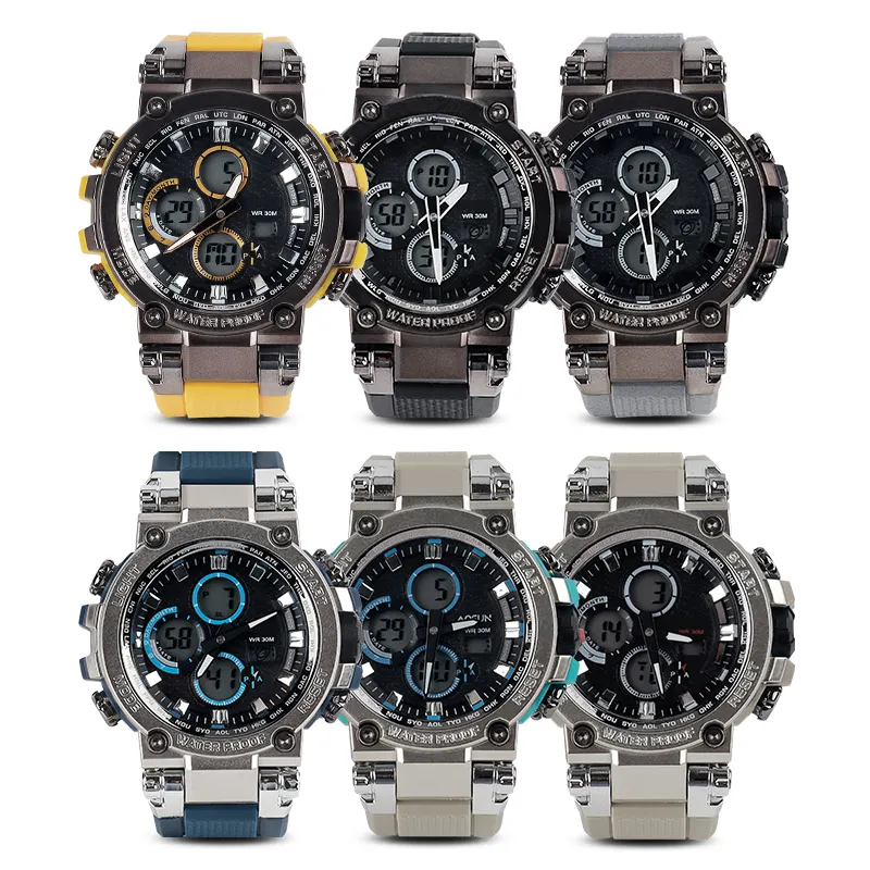 Jam tangan Digital Quartz pria, arloji olahraga luar ruangan tahan air