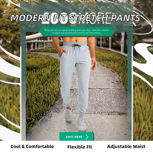 Mens Modern Fit Straight Pattern Breathable Plain Dyed Lightweight Knitted Drawstring <b>Joggers</b> Mid Waist Casual Pants - Product Image 2