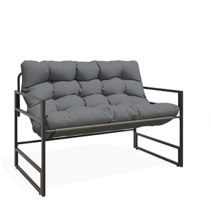 Banc de jardin anthracite, structure en acier, revêtement poudré, banc de patio en textilène, mobilier d'extérieur, design moderne minimaliste, 2 places - Product Image 1
