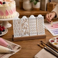 4 pochoirs de décoration de gâteaux en plastique PET 15x39cm pour peinture, artisanat et dessin