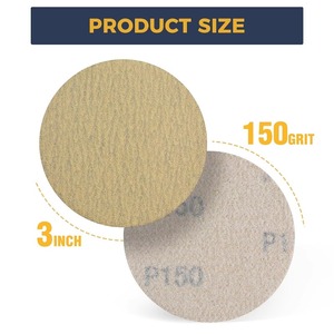 50 dischi abrasivi in ossido di alluminio da 3 pollici, grana 150, personalizzabili OEM, con fissaggio a strappo per levigatrice orbitale casuale - Product Image 2