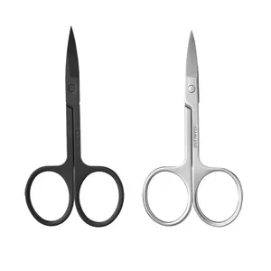 Ciseaux professionnels de coupe de cheveux pour hommes, accessoires de manucure à tranchant, en acier inoxydable, de couleur noire, lisses, produits de soins