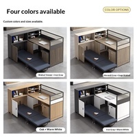 Table de travail de bureau en forme de L avec écran de séparation, lit de repos pliable, personnalisable, minimaliste