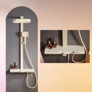 2024 Tiktok Smart Bathroom Faucet Shower System Set White Bathtub Hot and Cold 3 Functions Tap Shower Set