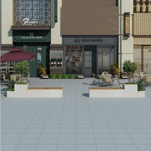 982F Moderno Caseta de Flores Cuadrada para Exteriores de Fibra de Vidrio/Madera, Bancos de Descanso, Jardinera para Balcón, Asientos para Escuelas, Centros Comerciales y Parques - Product Image 3