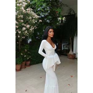 Robe blanche à manches longues de haute qualité, personnalisable, style décontracté pour soirée, translucide, élégante, unie, pour XS, XL, 6XL, pour club, printemps - Product Image 4