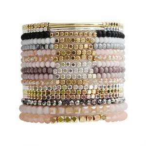 cuentas de cristal pulsera Suppliers-Bohemia 23 multicolores cuentas de cobre brazalete elástico de cuentas elástico Miyuki pulseras de perlas de cristal para las mujeres