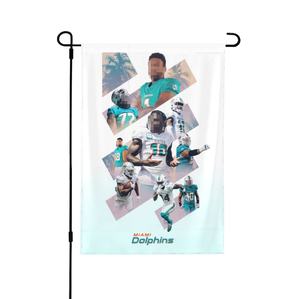 Nouveau drapeau de jardin des <span class=keywords><strong>joueurs</strong></span> des <span class=keywords><strong>Dolphins</strong></span> de Miami 12"x18" double face, drapeau de baseball, basketball, toutes les équipes sportives de Miami pour pelouse, cour, personnalisé - Product Image 1