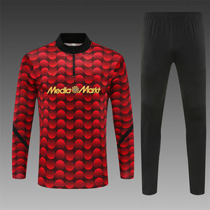 Nederlandse Striker Geïnspireerde 2526 Rood Zwart Camo Half Zip Voetbal Trainingshirt Rotterdam Club Style Top Heren Performance Kleding - Product Image 5