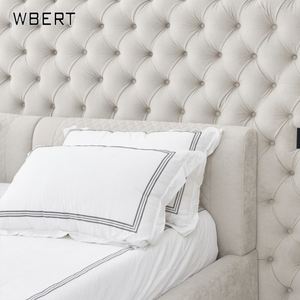 Wbert เตียงหนังหุ้มเบาะแบบจอกว้าง, เตียงขนาด2เมตรห้องนอนใหญ่ของดีไซเนอร์สไตล์อิตาลีวิลล่าหรูปุ่มดึง2ปุ่ม - Product Image 2