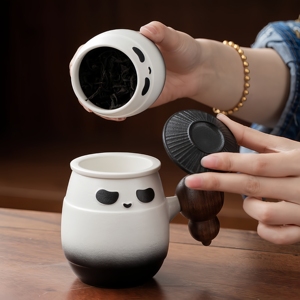 Msh <span class=keywords><strong>Panda</strong></span> Gốm Trà Canister Dễ Thương <span class=keywords><strong>Panda</strong></span> Lưu Trữ <span class=keywords><strong>Jar</strong></span> Chống Ẩm Kín Thô Gốm Nồi Nhỏ Trà Động Vật Tro Bình - Product Image 6