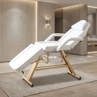Modernes 3-fach klappbares Gold-Massagebett für Gesichtsbehandlungen mit verstellbaren Funktionen, Metallrahmen und hochdichtem Schwamm – für Schönheitssalons, Spas und gewerbliche Nutzung