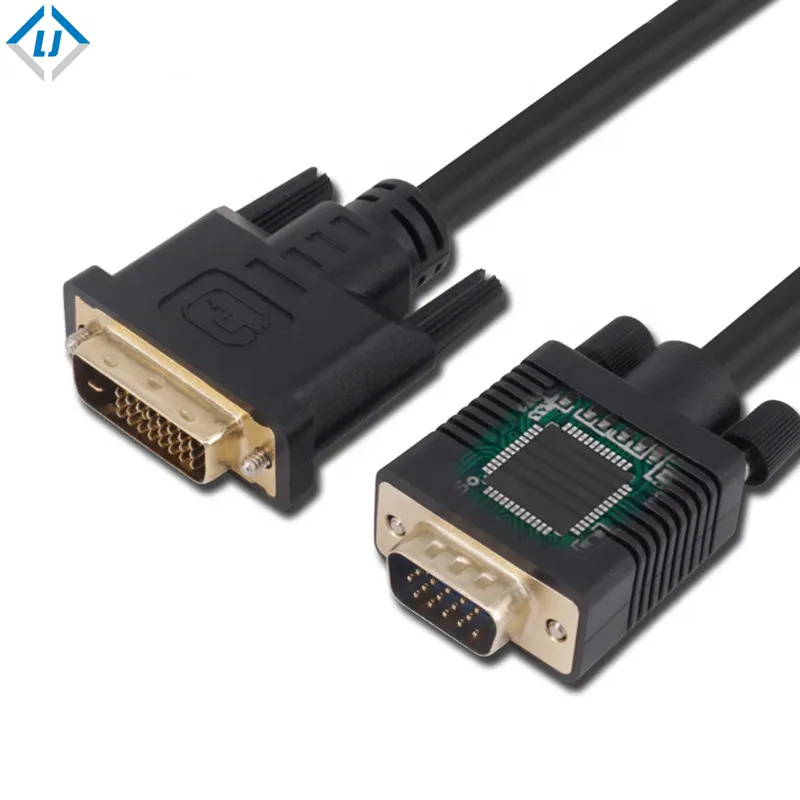 Cable Dvi DVI D To VGA Cable DVI-I Dual Link 24+1 Male To VGA Male Adapter Video Cord 1080P Full HD