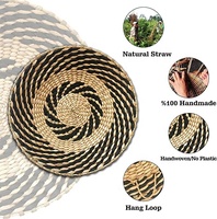 Paniers de rangement artisanaux vietnamiens en rotin naturel tressé, plateaux de service, paniers muraux plats en jonc de mer pour plantes, ensembles de décoration