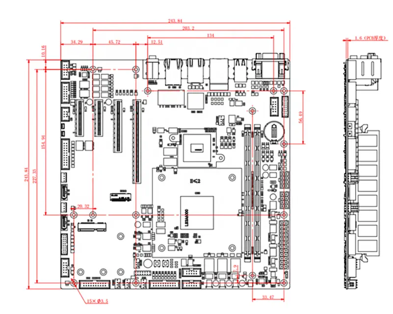 새로운 Loongson 3A6000 프로세서 통합 그래픽 산업용 MicroATX 마더 보드 64GB DDR4 데스크탑 메모리 2 SATA 이더넷