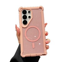 Étui magnétique brillant pour Samsung S26/S25 Ultra/S25+/S24 Plus, coque de protection antichoc à quatre coins
